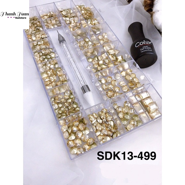 Khay đá khối mix size tặng kèm bút chấm đá 2 đầu Angelica- Phụ kiện đồ nail