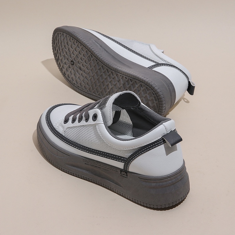 Giày thể thao nữ đế cao, lưới thoáng khí mùa hè phối da cao cấp hot trend 2023 phong cách Hàn Quốc size 36-40 [027]