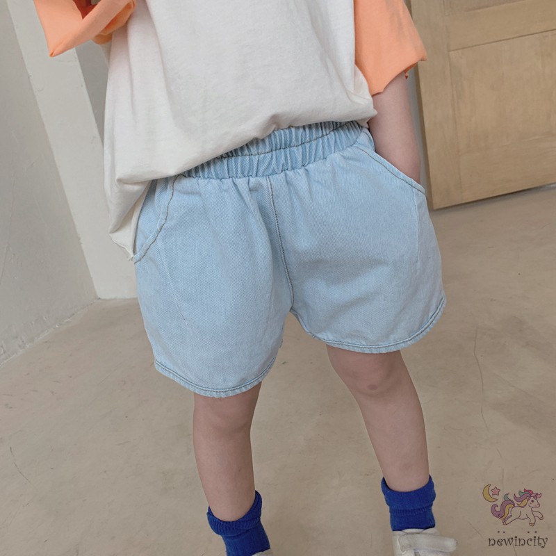 Quần Đùi Denim Kiểu Hàn Quốc Phong Cách Mùa Hè Dành Cho Bé Gái