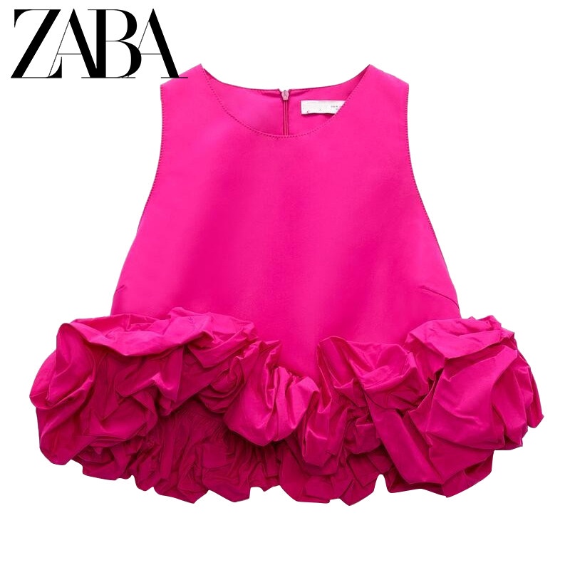 Zara Áo Sát Nách Cổ Tròn Xếp Ly Thời Trang Mùa Hè Cho Nữ3334653/3270653