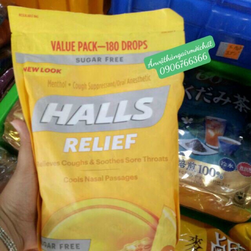 Kẹo Halls Mật Ong Chanh Không Đường - Gói 180 Viên Của Mỹ