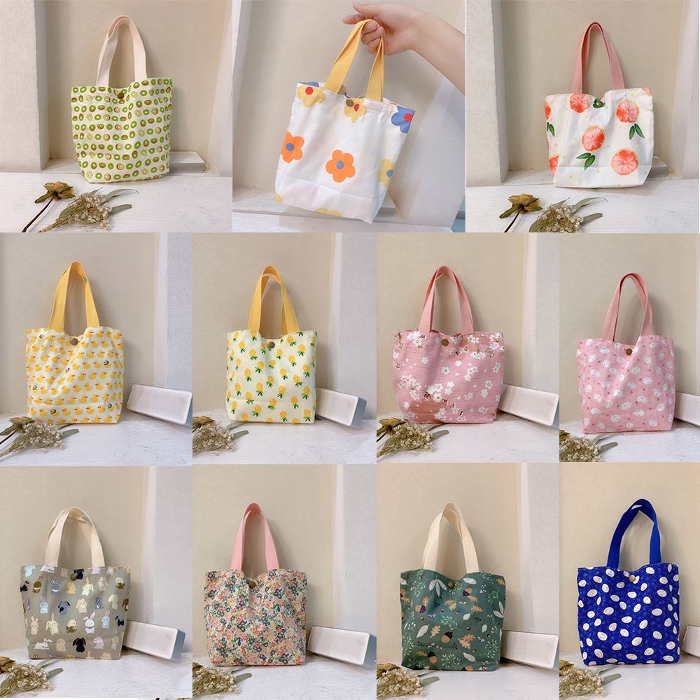 Túi đựng hộp cơm trưa Mihan1 bằng cotton mềm có nút bấm có thể tái sử dụng dành cho nữ