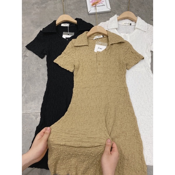 [Hàng Chuẩn] Váy Body Xốp Nhăn Cổ Sơmi Cá Tính 3 Màu Có Ảnh Thật Kèm Video | BigBuy360 - bigbuy360.vn
