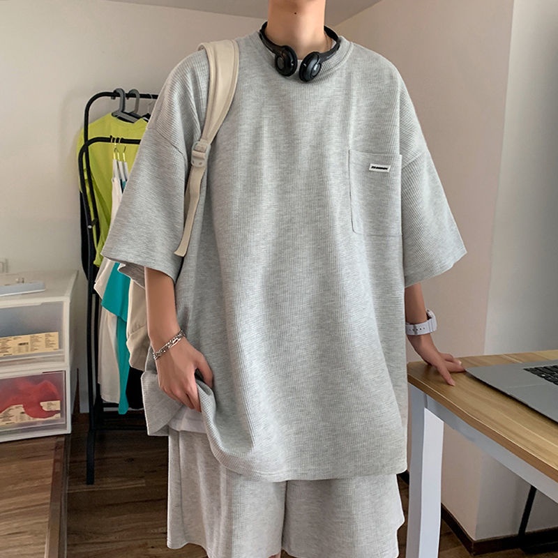 Set Đồ Thể Thao Gồm Áo Tay Ngắn + Quần Short Phong Cách Hàn Quốc Cho Nam