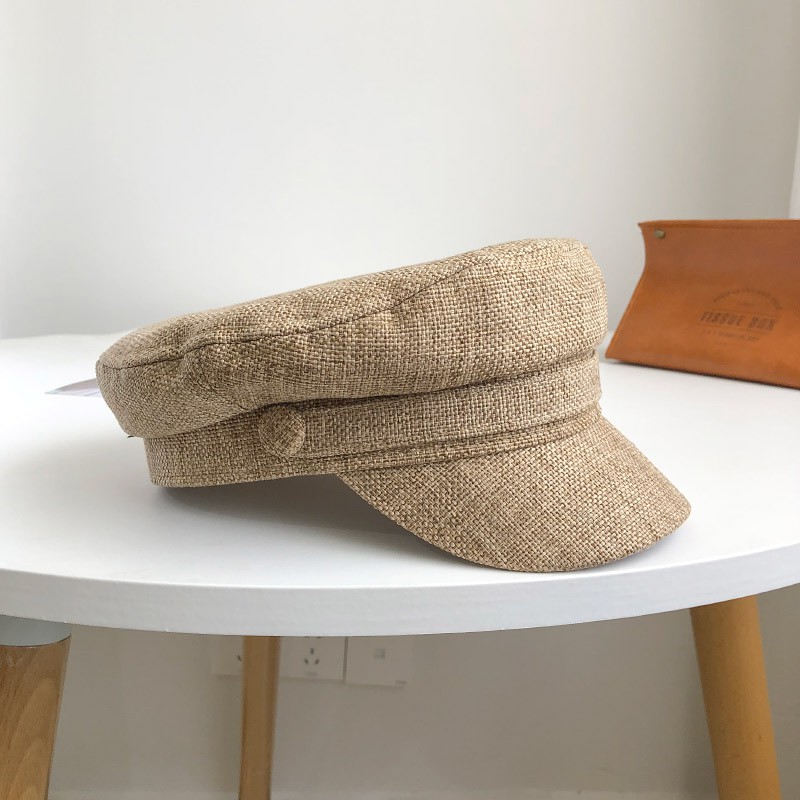 Mũ Beret Vải Lanh Cotton Màu Sắc Retro Nhật Bản Thời Trang Mùa Hè Dành Cho Nữ