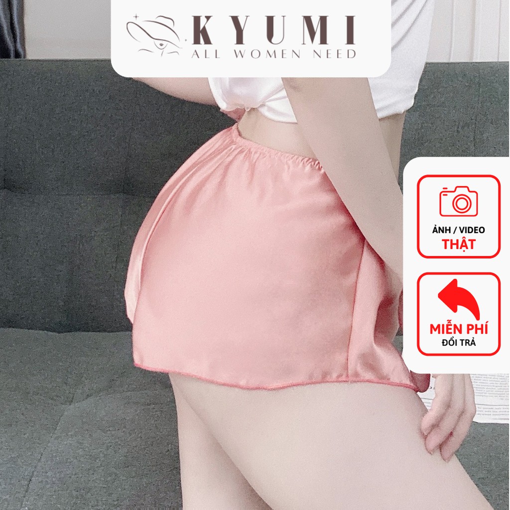 Đồ ngủ sexy quần đùi nữ lưng thun KYUMI OFFICIAL, chất liệu lụa satin mềm mịn mát, freesize 40-60kg tùy chiều cao 032 | BigBuy360 - bigbuy360.vn