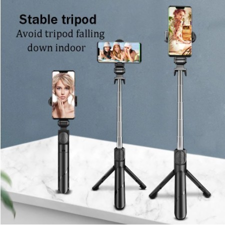 Gậy chụp hình tự sướng selfie có bluetooth điều khiển remote kiêm tripod 3 chân có giá kẹp điện thoại xoay 360 độ Gậy Tự Sướng L02 Kết Nối Bluetooth Điều Khiển Từ Xa BEST