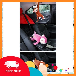 Phụ kiện đựng khăn giấy hình chú khỉ nhồi bông treo xe ô tô tiện dụng