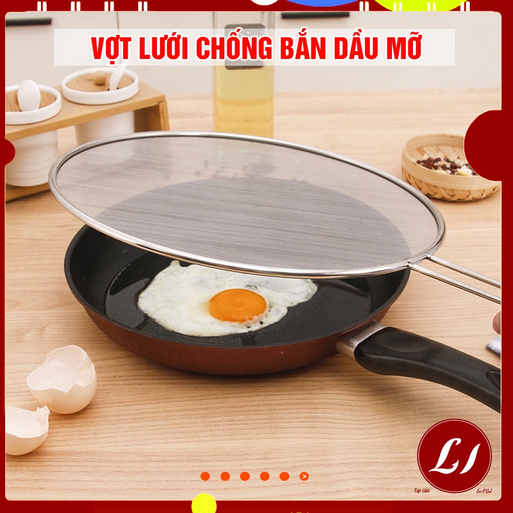 VỢT LƯỚI chắn dầu mỡ inox tiện lợi, giảm bắn khi nấu ăn size To 29cm