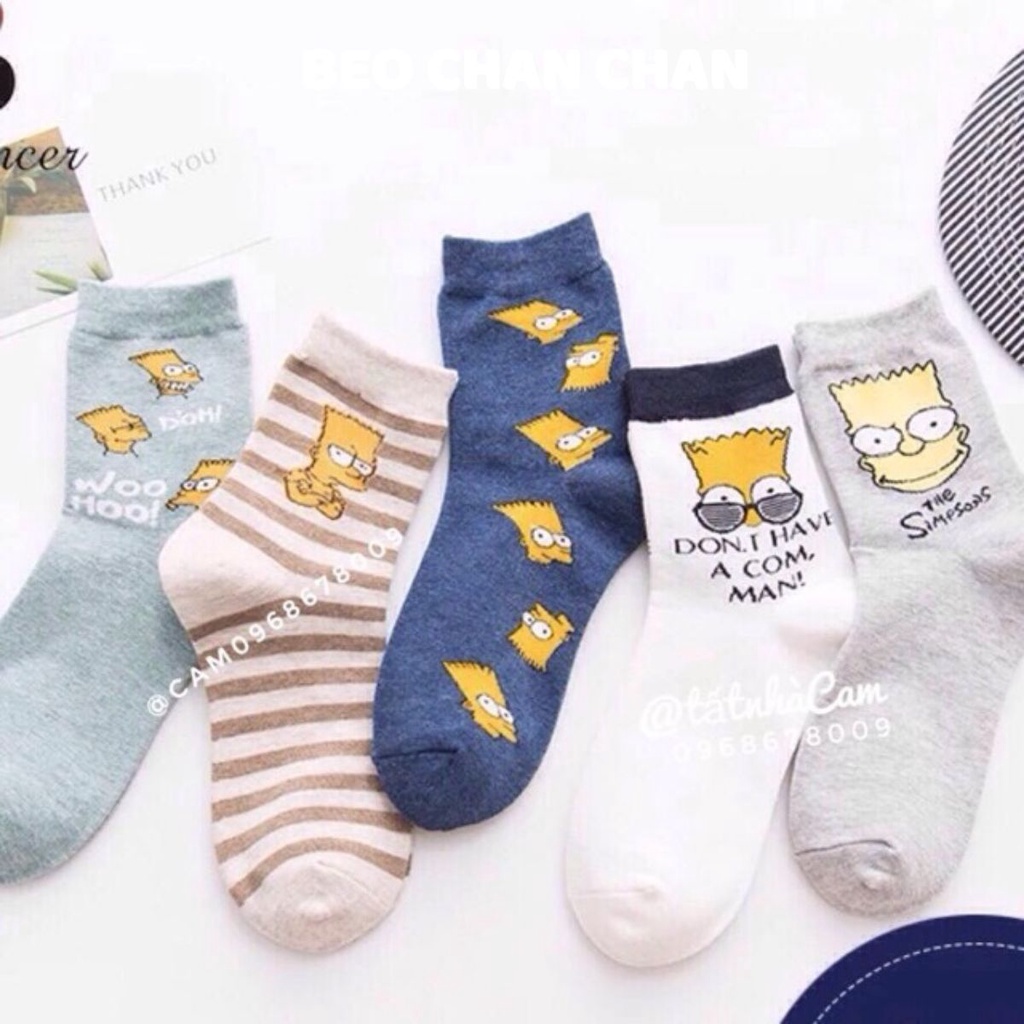 Tất vớ cổ cao nữ vớ cổ cao nam ulzzang Tất cao cổ Simpson
