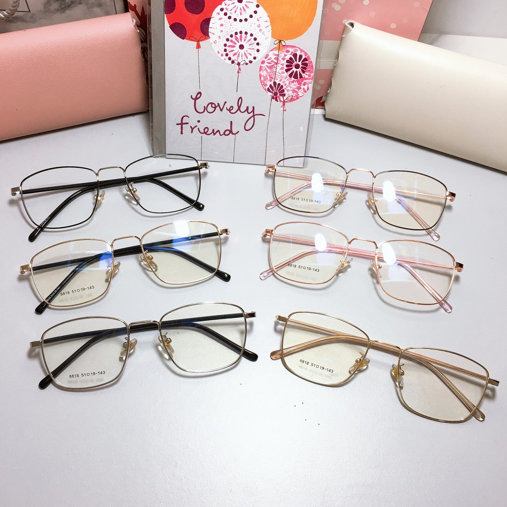 Gọng kính cận nam nữ kim loại mảnh vuông liup Eyewear 8818 chắc chắn, có thể thay cận loạn viễn