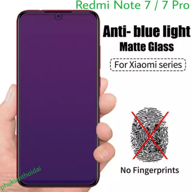 Cường lực  Redmi Note 7 / Note 8 / Note 8 Pro tím chống tia UV hại mắt Full 98% ( tặng keo chống hở mép )