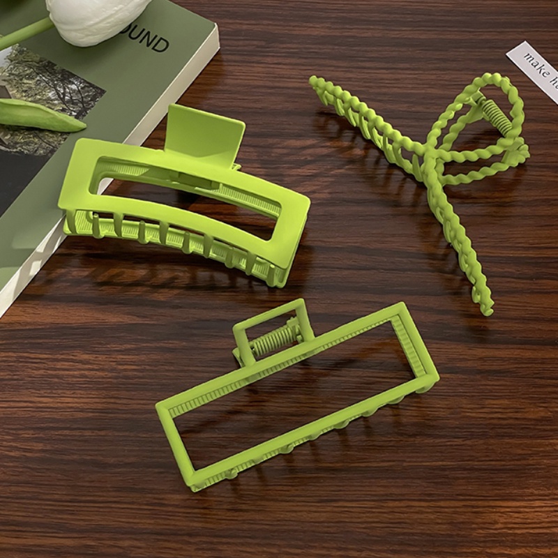 Kẹp Tóc Hình Cá Mập Màu Xanh Lá Nhám Phong Cách Hàn Quốc Đơn Giản Cho Nữ