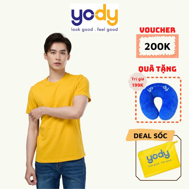 ۞✐Áo Thun Nam Cộc tay YODY, Phông Cổ Tròn T-Shirt Vải Cotton USA Thấm Hút Mồ Hôi TSM5231