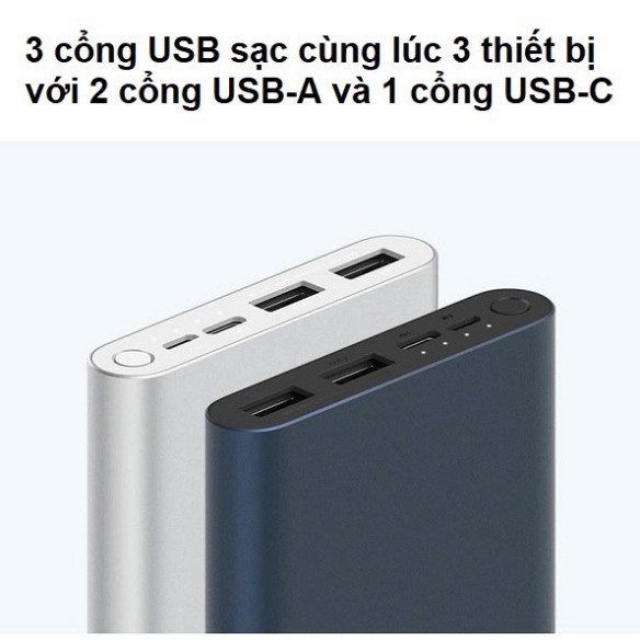 Pin Sạc dự phòng Xiaomi Gen 3 10000mAh/20000mAh [Chính hãng]   Bản Sạc Nhanh–Xiaomi Mi 18W/45W Bảo hành 6 tháng 1 đổi 1