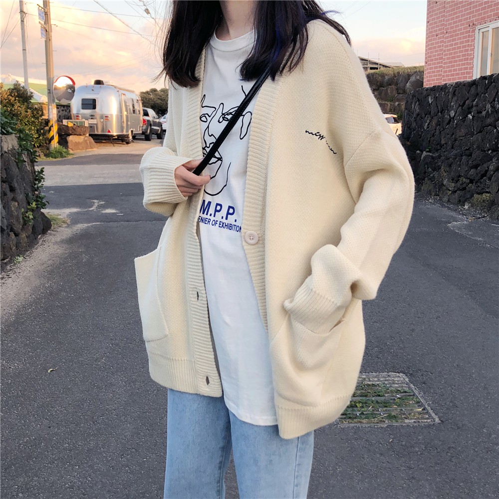 Áo cardigan len dáng rộng nữ - AD416 (có ảnh thật) DÀY 500g