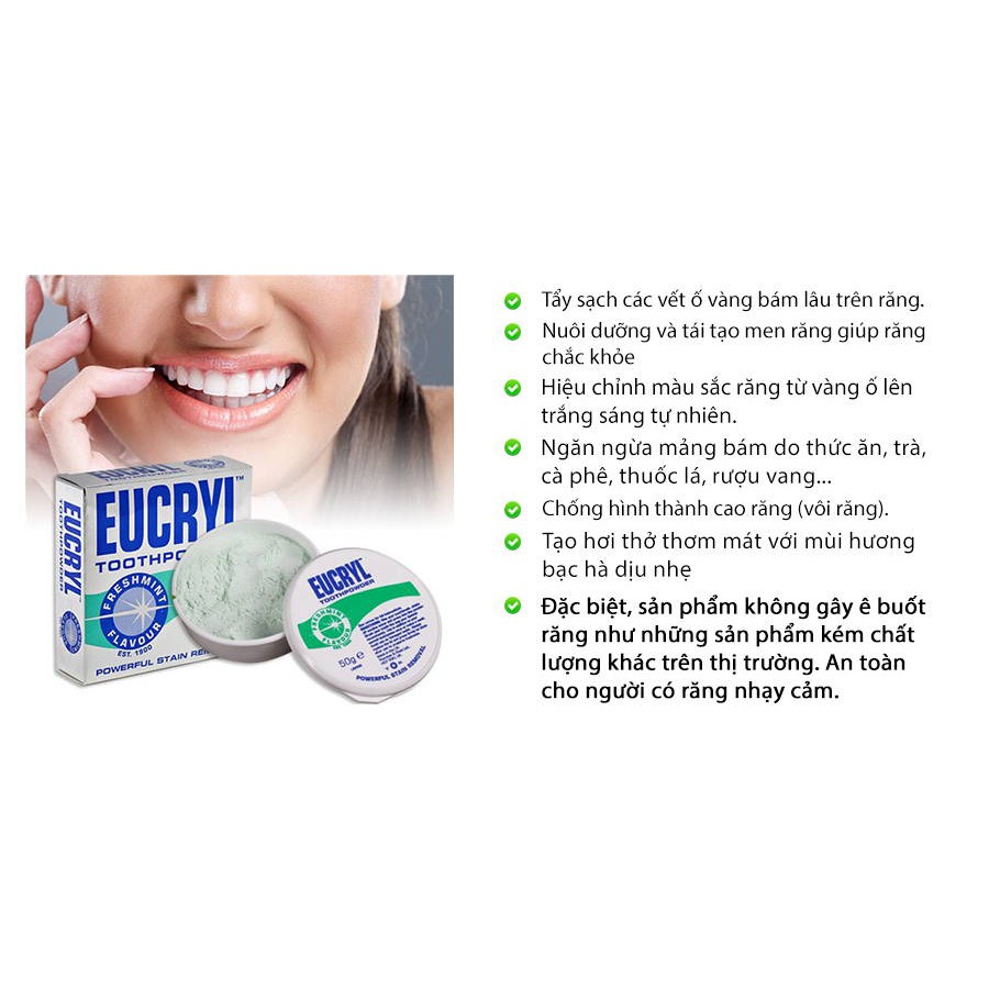 BỘT TẨY TRẮNG RĂNG EUCRYL đến từ UK