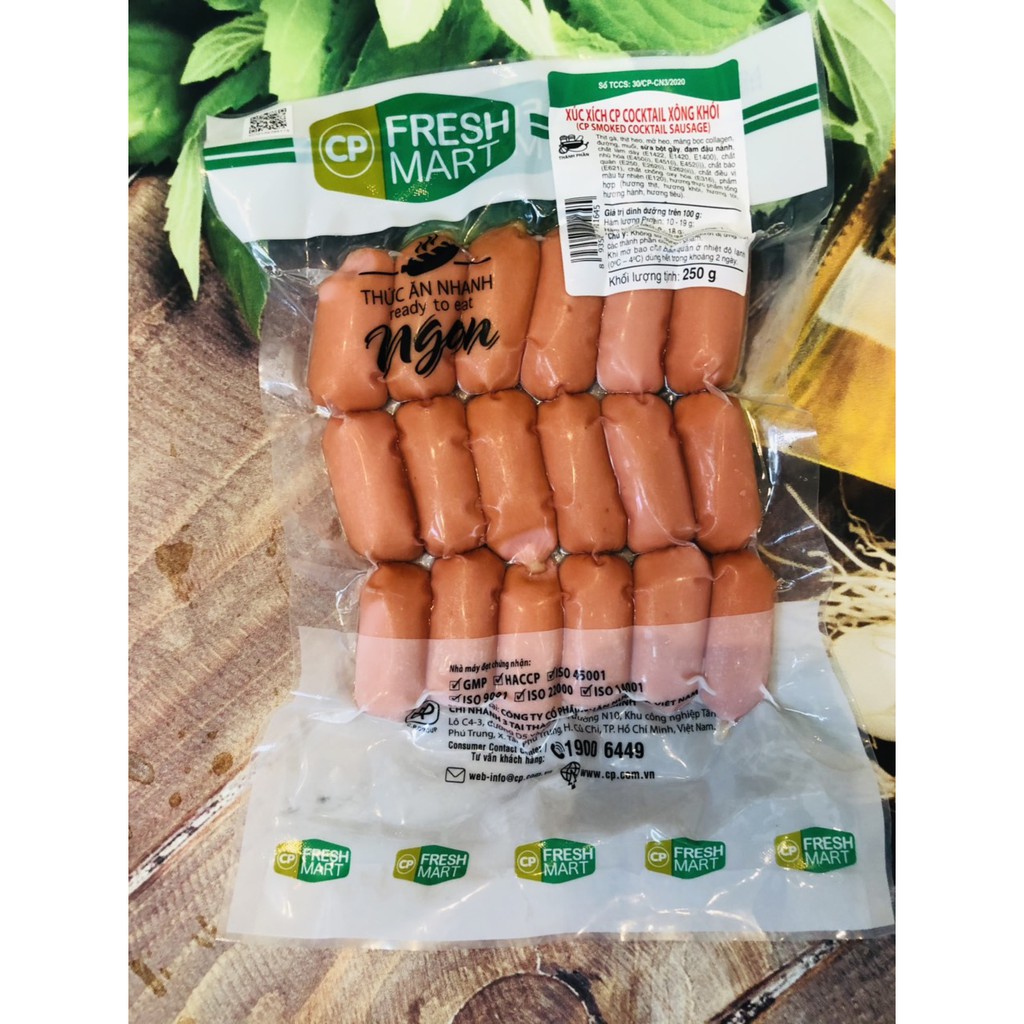2 gói (1 kg) xúc xích xông khói CP - xúc xích cocktail xông khói