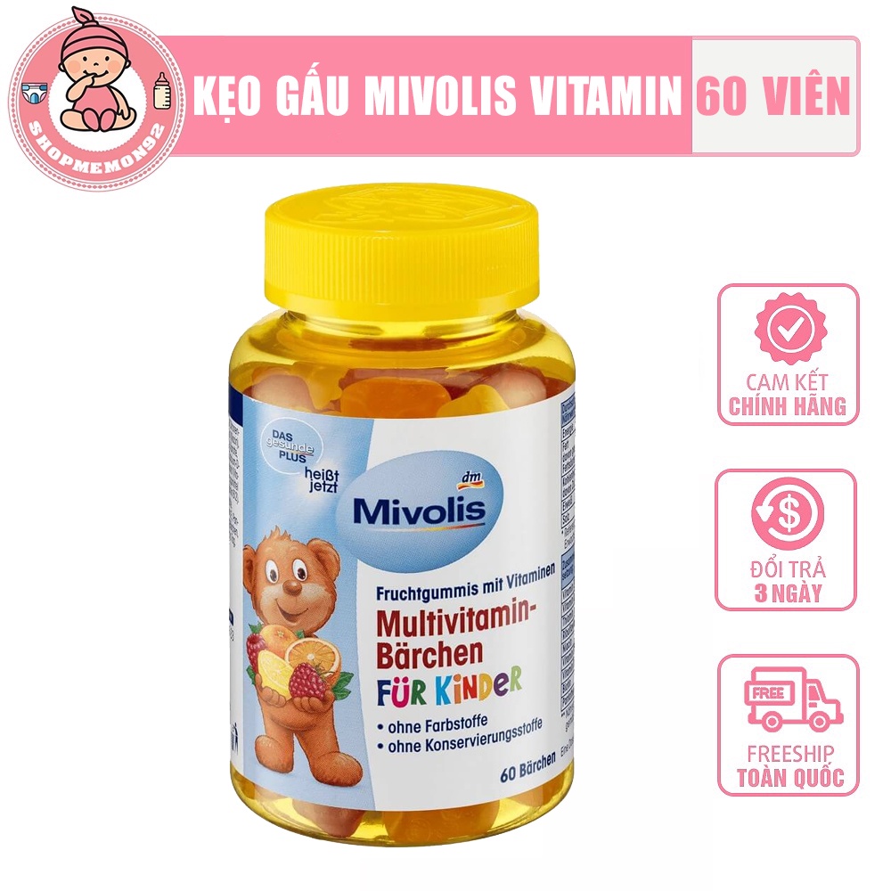 Kẹo gấu Mivolis bổ sung vitamin cho bé hộp 60 viên nội địa Đức t2/2025