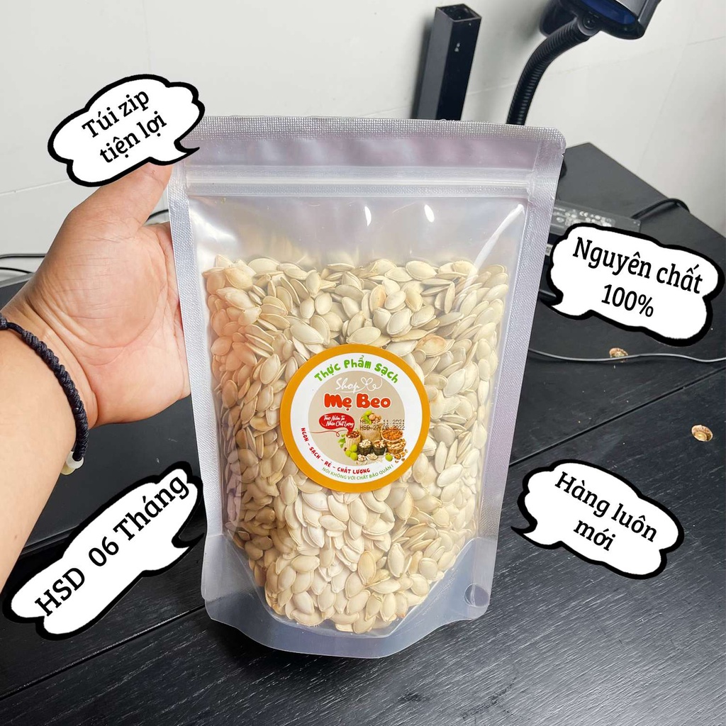 500Gr Hạt bí Trắng còn vỏ rang tay ăn tết cực ngon