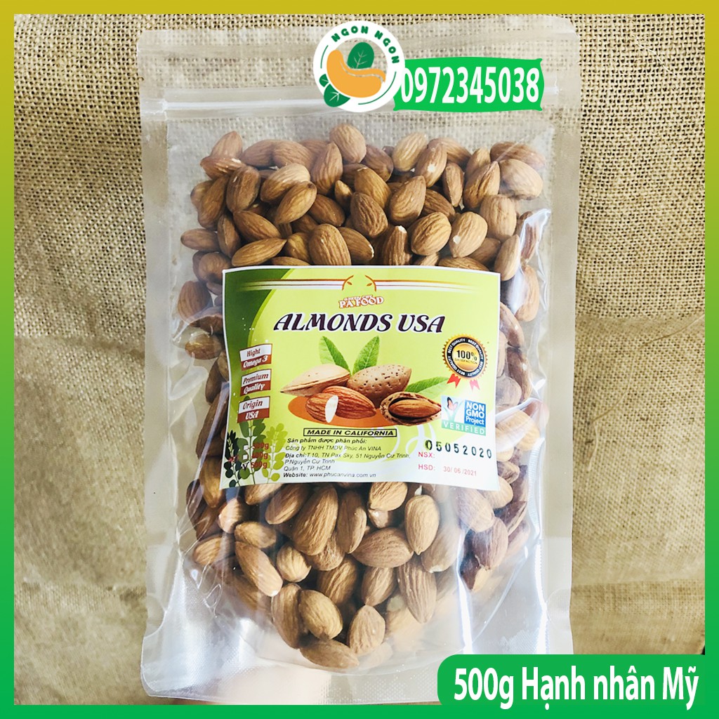 500g Hạnh nhân sấy nguyên vị (Olam)