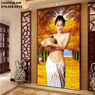 Tranh đính đá cô gái 58x75cm chưa đính 88613