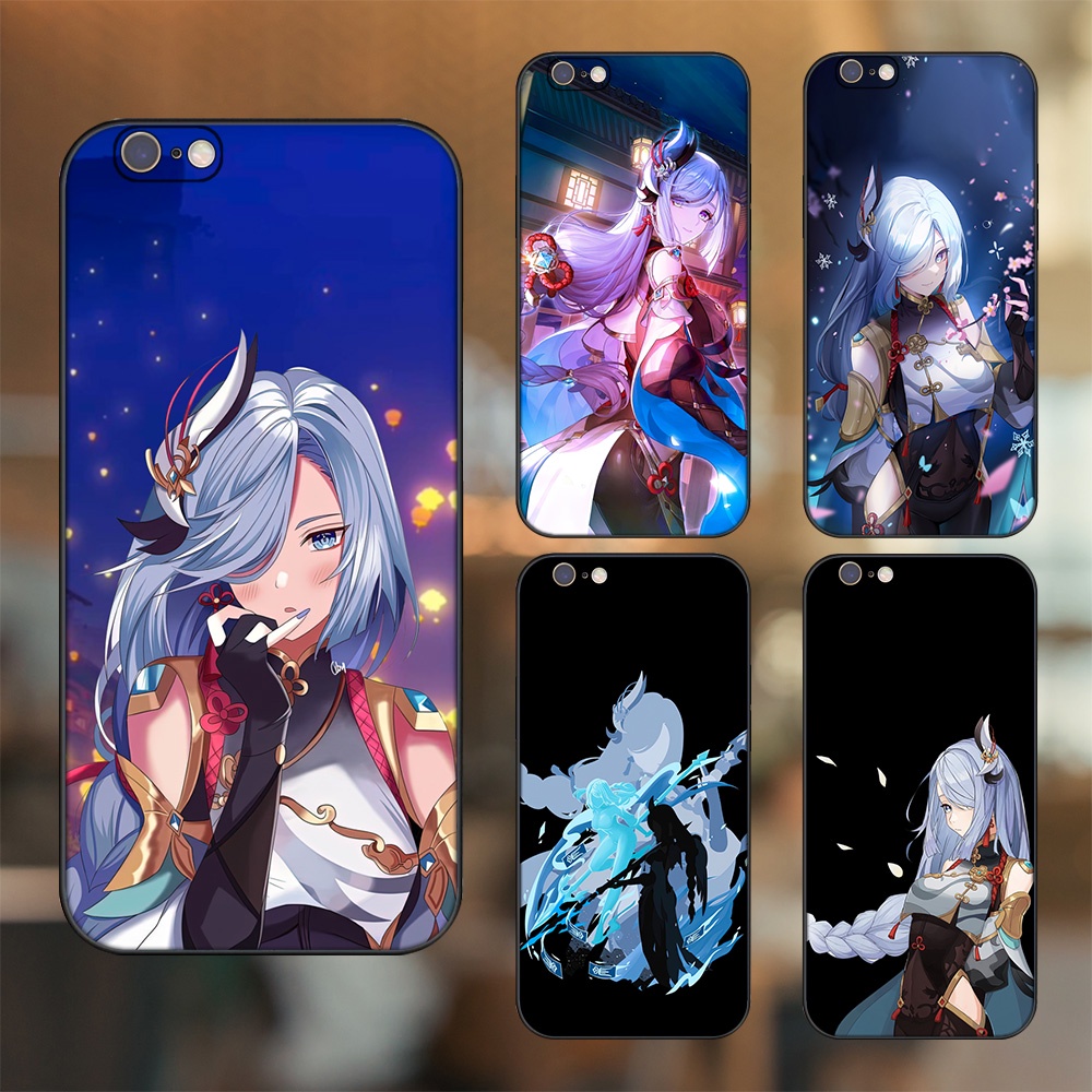Ốp lưng iPhone 6, 6s dẻo đen cạnh vuông in hình Shenhe Genshin Impact