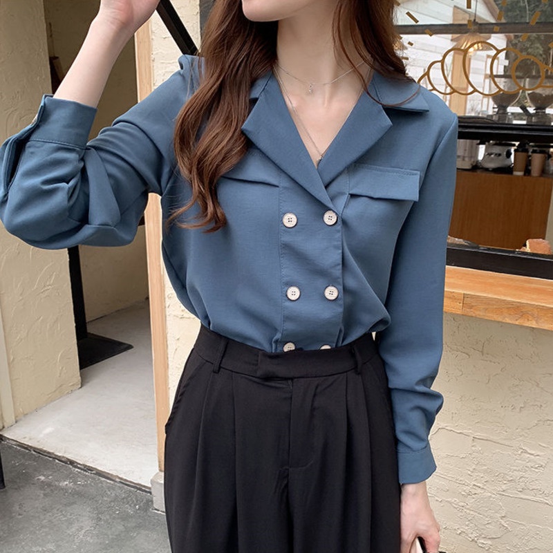 Áo Sơ Mi Trắng Tay Dài Dáng Rộng Phong Cách Hàn Quốc Mới