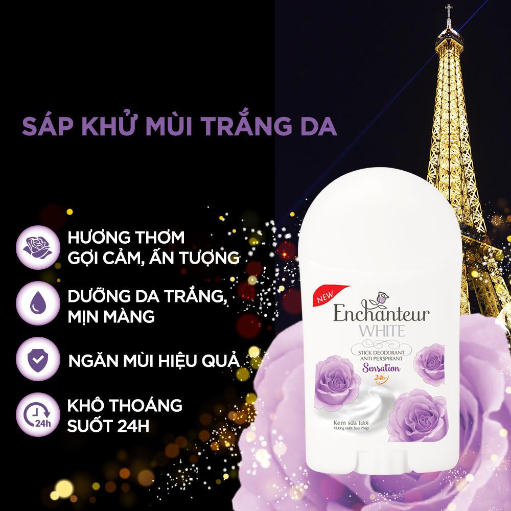 Sáp khử mùi trắng da Enchanteur Tím-Sensation 40g