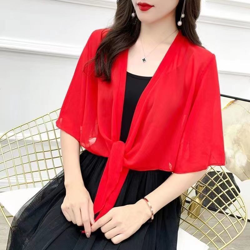 Áo Khoác Voan Mỏng Dáng Ngắn Xinh Xắn Thời Trang Cho Nữ