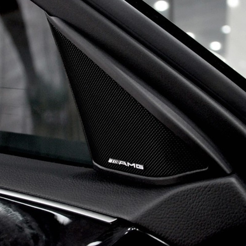 Set 2 logo AMG dán vô lăng xe hơi Mercedes