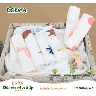 Set 6 khăn sữa sợi tre 2 lớp Dokma DS307