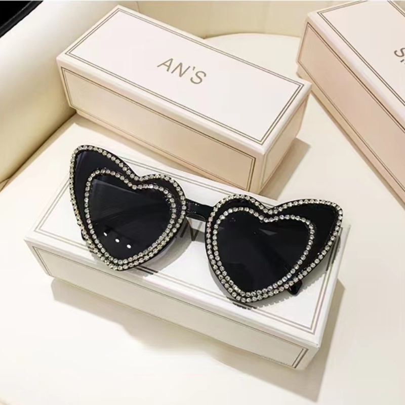 (JIUERBA) Kính Râm Oversized Đính Kim Cương Nhiều Màu Sắc Thời Trang Mới