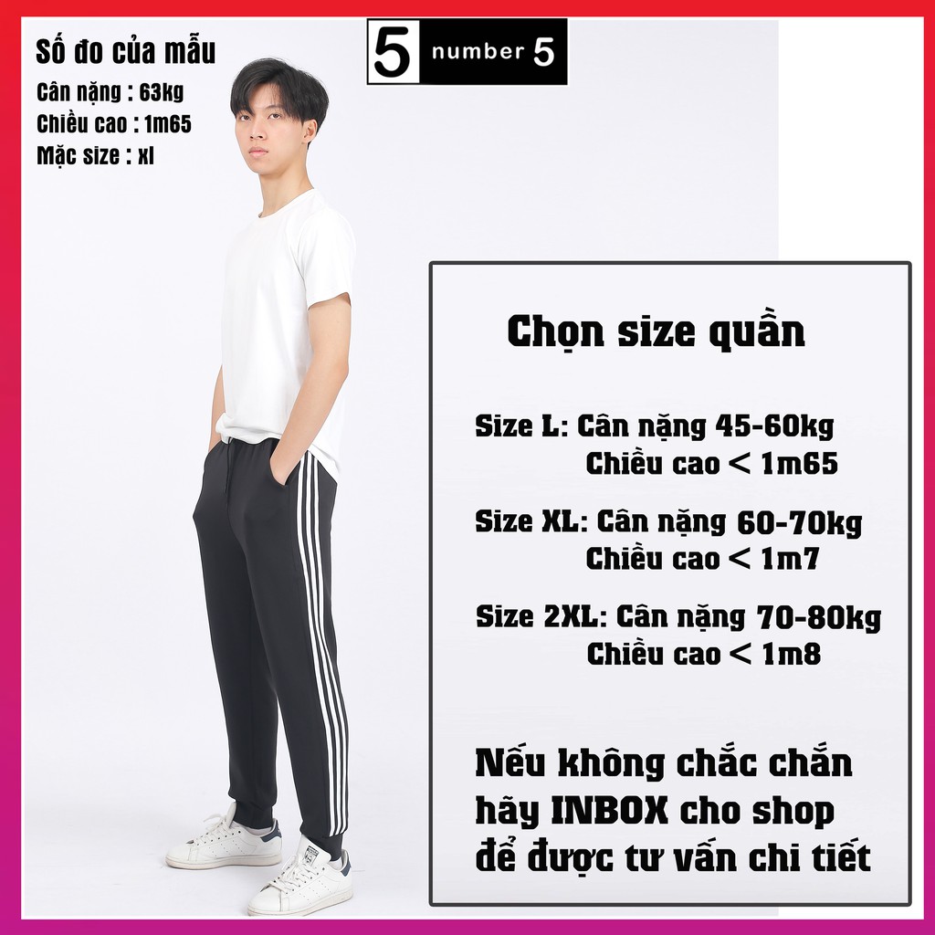 Quần Thể Thao Nam 3 Sọc Nỉ Dày Dặn NUMBER5 Quần Jogger 3 Lines Nam Thu Đông Co Giãn Ống Suông ,Ống Bo [Q3S]