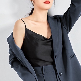 Áo 2 Dây cổ đổ Lụa hàn Dáng basic vintage