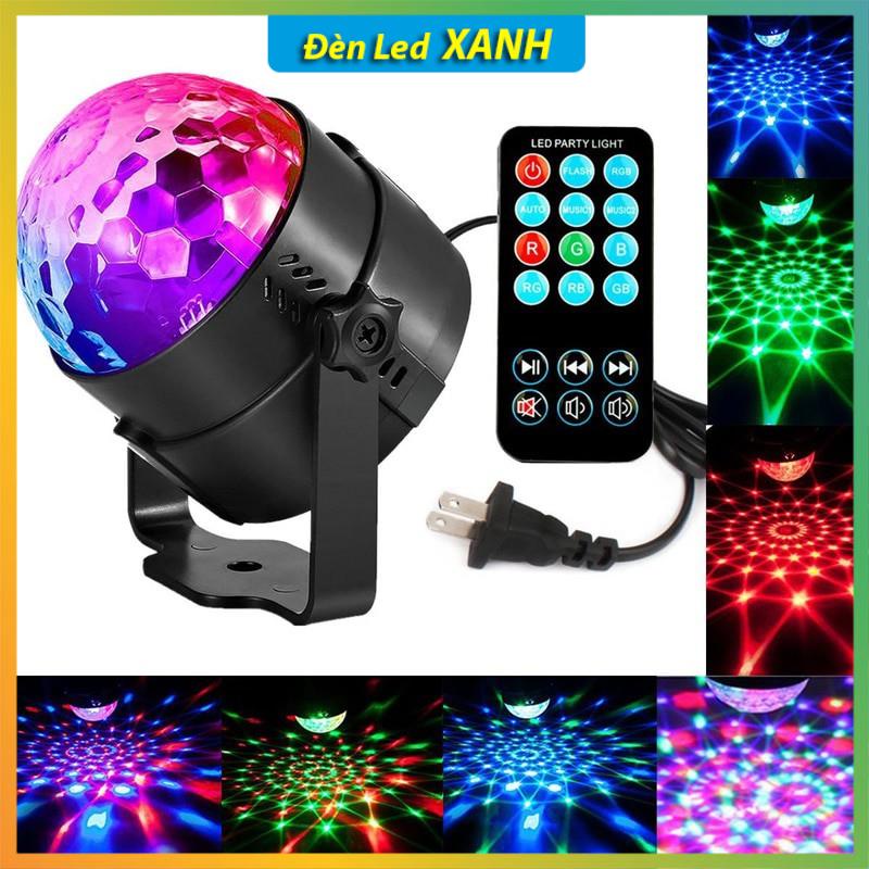 Đèn led trang trí sân khấu, Đèn phòng bay cầu xoay mini 7 màu Cao Cấp có khiển cảm biến tự động nháy theo nhạc.