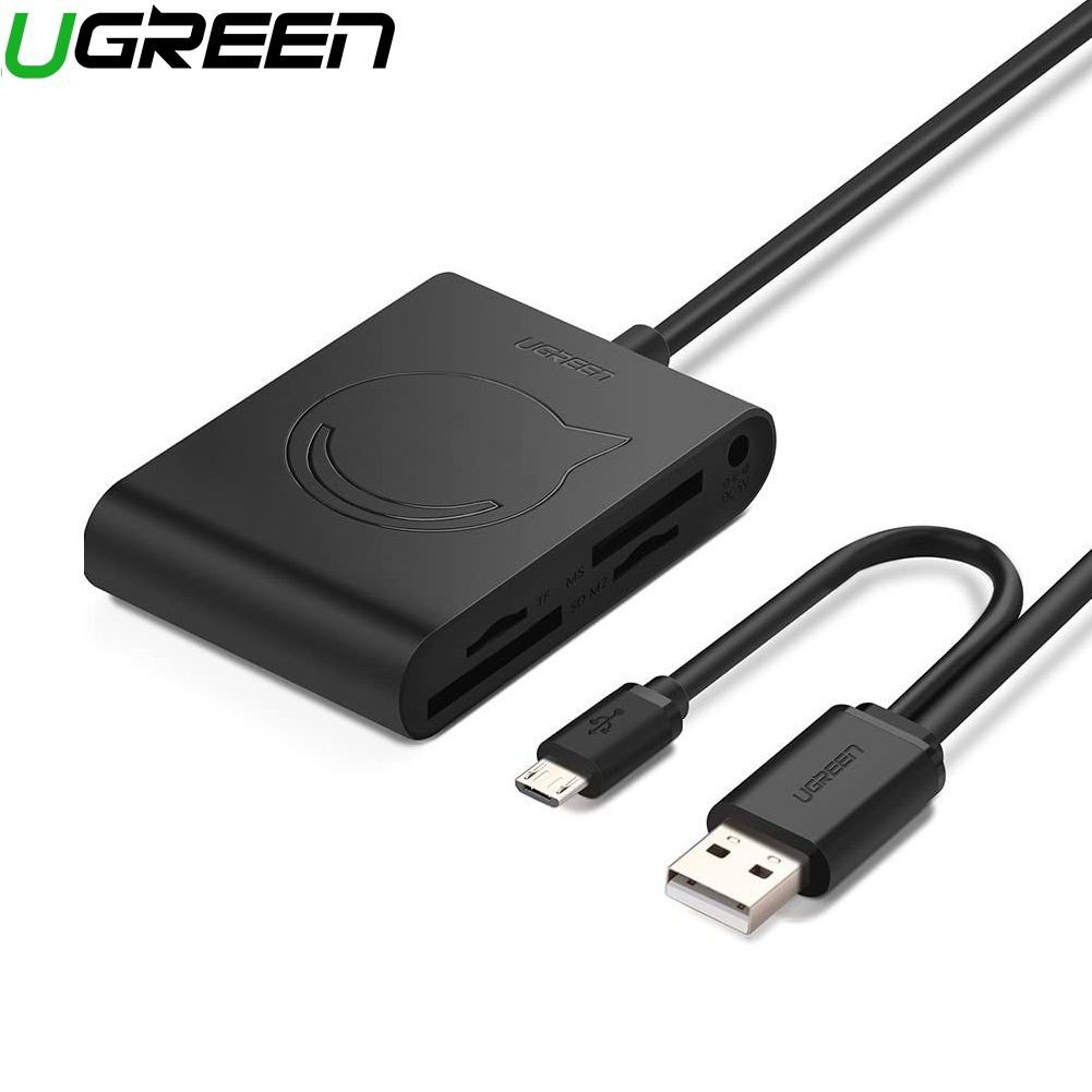 Ugreen 20237 1M màu đen hub USB 2.0 đa năng cho pc có thêm chức năng OTG cổng micro cho android CR101