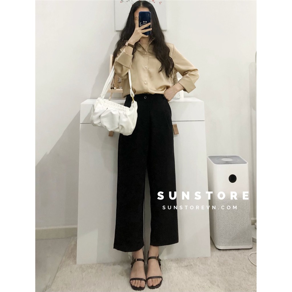 Quần culottes ống suông dáng lửng cạp cao nhiều màu | BigBuy360 - bigbuy360.vn