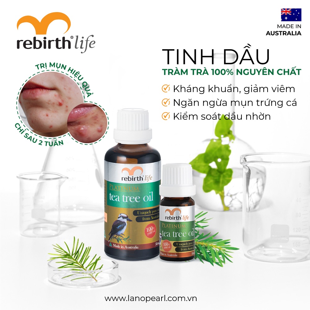 Tinh dầu tràm trà giảm mụn Rebirth Life Platium Tea Tree Oil (50ml)