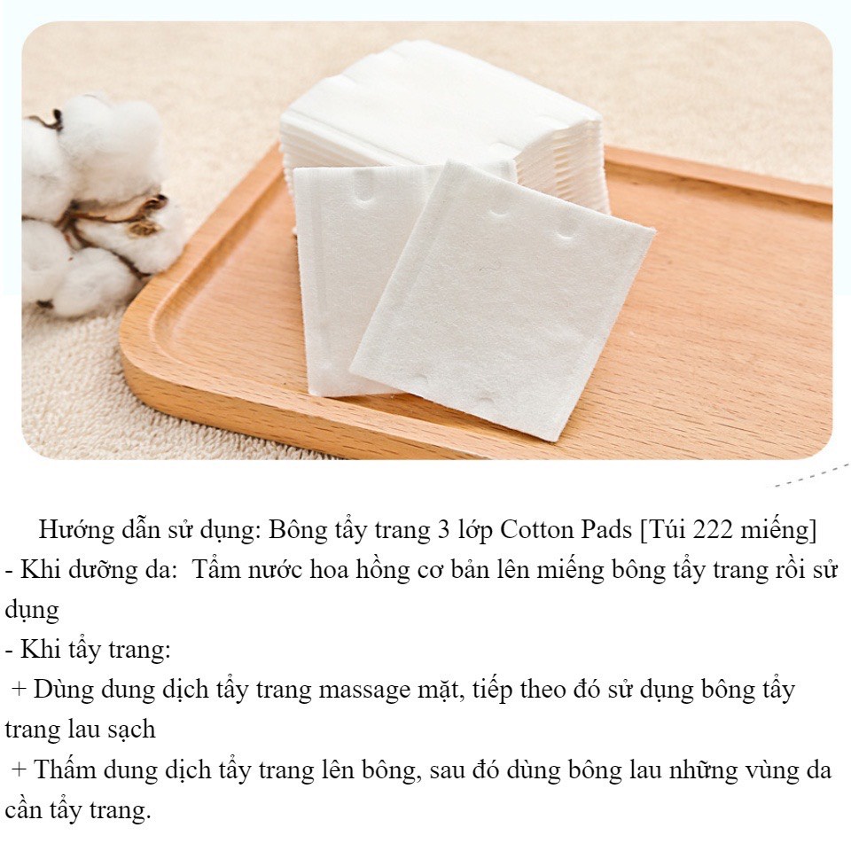 Bông tẩy trang Mèo 3 lớp Cotton Pads Túi 222 miếng