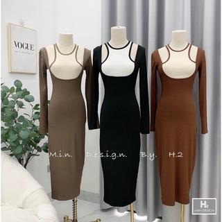 Váy tăm khoét vai phối ngực