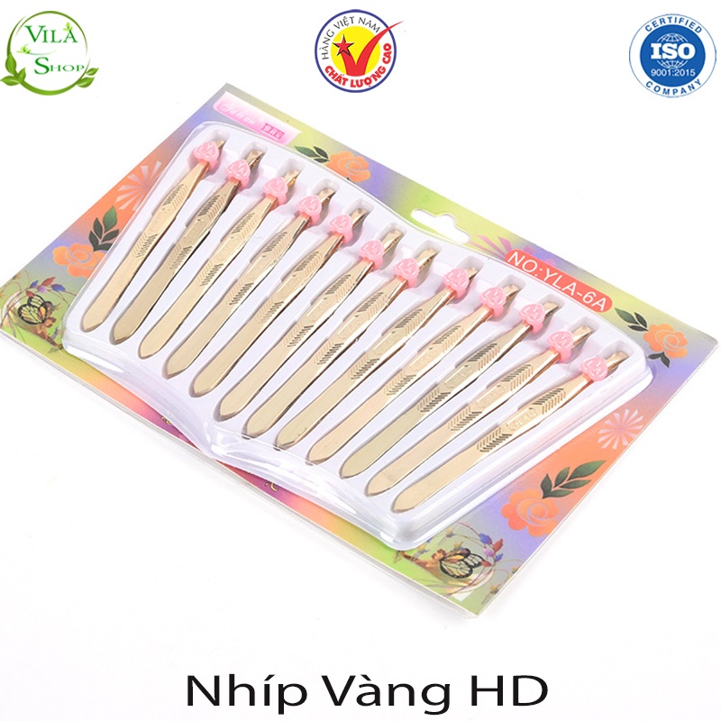 Nhíp Đa Năng Nhổ Lông Mày, Nhíp Nhổ Tóc Bạc, Tóc Sâu Màu Vàng HD - Thép Không Gỉ Hàng Chuẩn, Đẹp, Bám Tốt