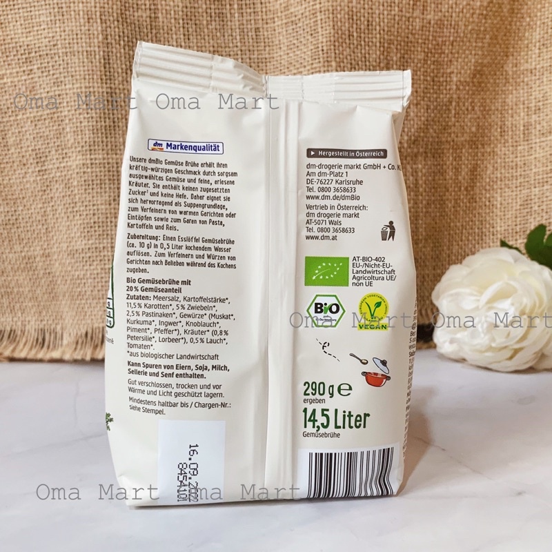 Bột nêm rau củ hữu cơ DmBio 290g - Đức