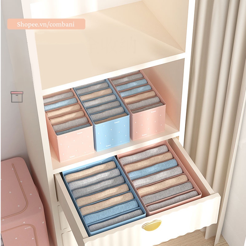 Hộp Đựng Quần Áo Chia Ngăn, Vải Garbadine, Có Thể Gấp Gọn Akii Home TD26 (7 Ngăn)