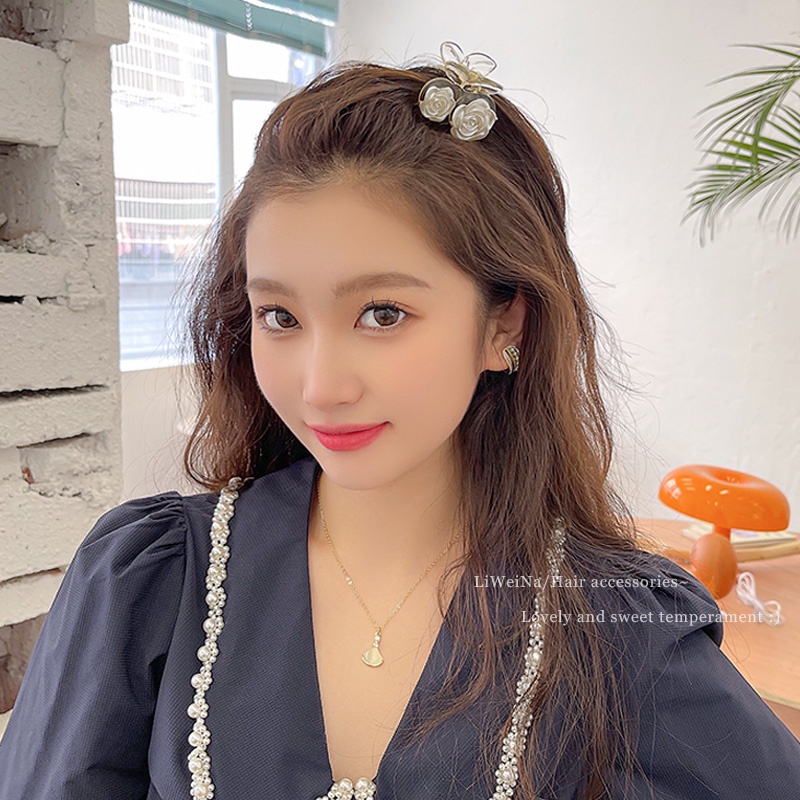 Kẹp Tóc Hình Hoa Hồng Trắng Thanh Lịch Thời Trang Hàn Quốc Cho Nữ