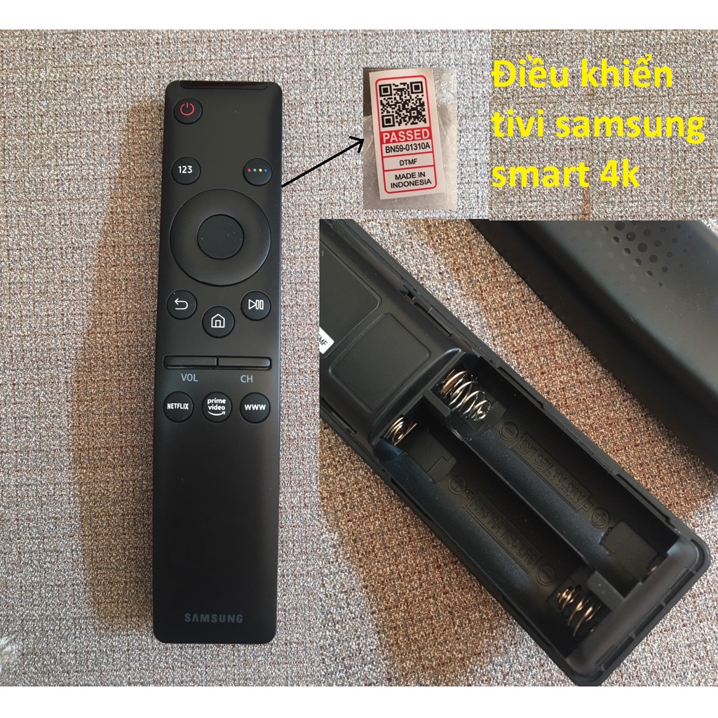 Điều khiển tivi samsung smart 4k cong lưng đen Made in indonesia