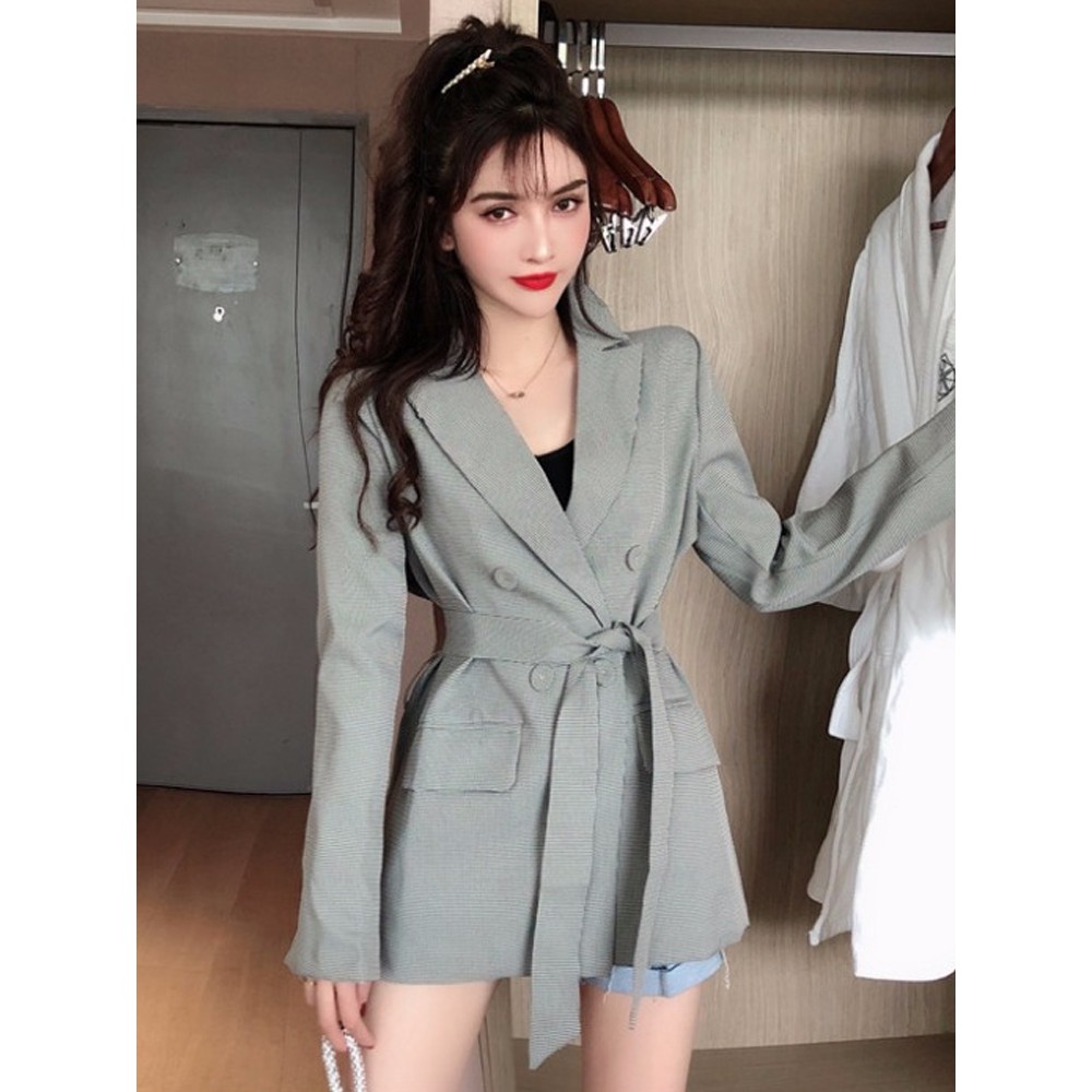 (Hàng dày Đẹp)Ảnh thật 3 hình cuối-HC153.Áo blazer thiết kế thắt đai kiểu mới