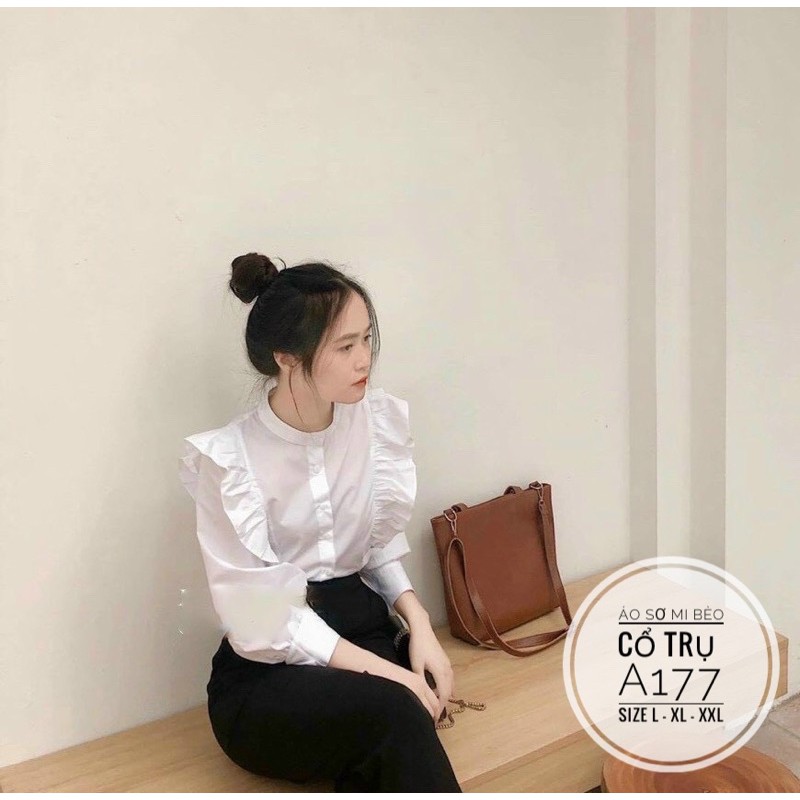 Bigsize Áo sơ mi bèo cổ trụ A177
