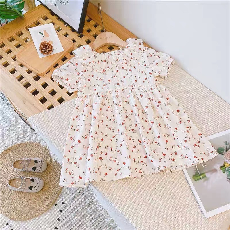 BÁN SỈ VÁY XOÈ HOA NHÍ CỔ SEN 2M HỒNG BE CHO BG