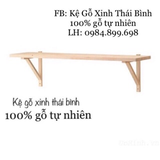 Kệ gỗ treo tường 1thanh ngang Mộc (tặng 2 chân đỡ kệ bằng gỗ) nhiều kích thước